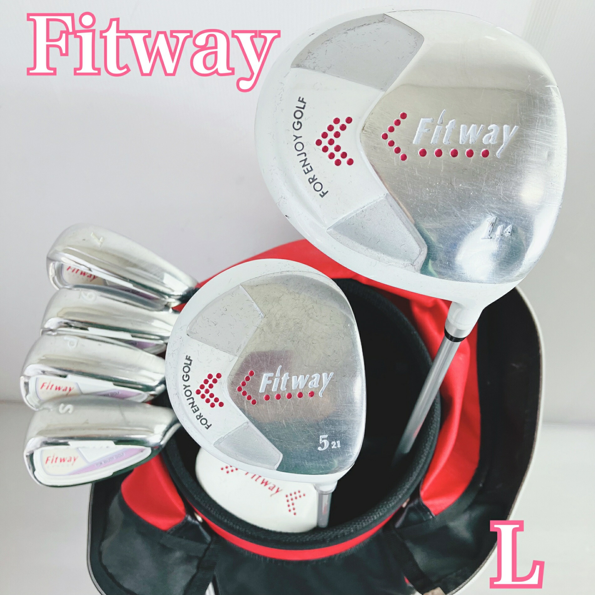 【保証付】【中古】 レディース Fitway フィットウェイ ゴルフクラブセット ゴルフセット クラブセット 初心者 入門 右利き パター付 安価 EC-90｜リユースネクスト店