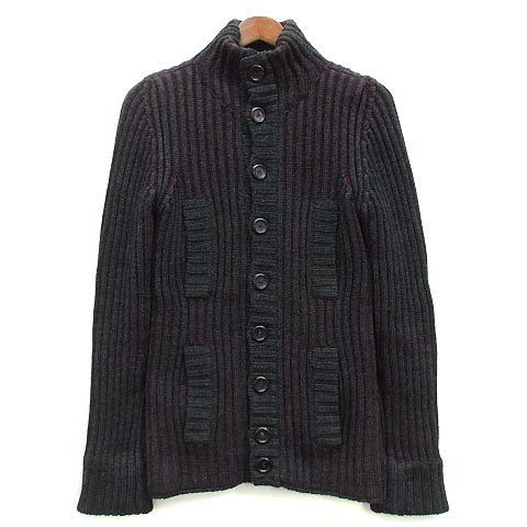 【中古】ドルチェ&ガッバーナ ドルガバ DOLCE&GABBANA ウール リブ ニット スタンドカラー ジャケット ブルゾン 厚手 チャコールグレー バーガンディ 46 イタリア製 ☆AA★ メンズ 【ベクトル 古着】 240222｜古着 買取＆販売 ベクトルイズム