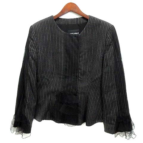 【中古】ジョルジオアルマーニ GIORGIO ARMANI BORGO 21 チュール付き添い人 否色合い 上衣 ジップアップ 絨毛混 暗灰色薄墨色 イタリア製 48 惜しみ無い大いさ レディース 【ベクター 古着】 240906 レディースファッション-コート・ジャケット
