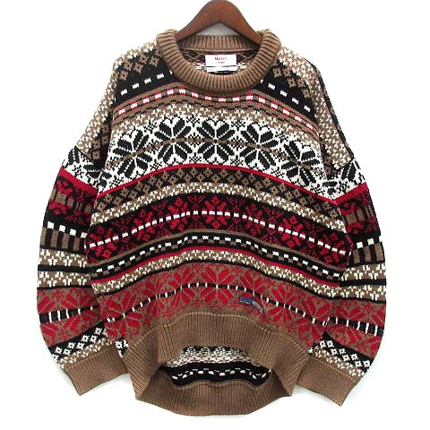 【中古】マーティンさくら色 Martine Rose メリノウール 編み物 フェアアイル プルオーバー FAIR ISLE KNIT JUMPER 2022AW モカ S メンズ 【ベクター 古着】 250128