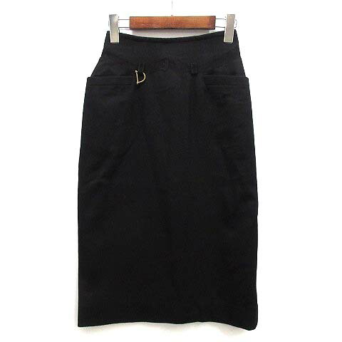 【中古】グッチ GUCCI カシミール100％ きつい スコート レザーベルトモチーフ D輪っか付き添い人 ヴィンテージ 年寄りのグッチ 黒いこと 黒 38 レディース 【ベクター 古着】 250320 ボトムス-レディースファッション