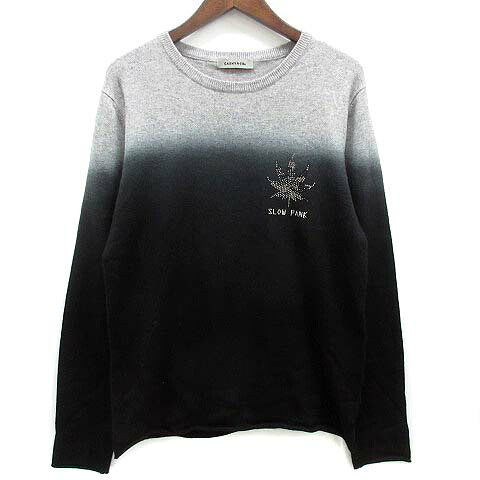【中古】カシヤージュ CASHYAGE SLOW PANK カシミヤ マリファナ ラインストーン グラデーション ニット セーター グレー ブラック 黒 50 メンズ 【ベクトル 古着】 250325|古着 買取&販売 ベクトルイズム