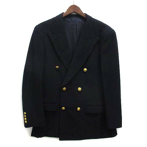 【中古】グレンオーオーヴァー GLENOVER 紺ブレザー ウール カシミヤ ジャケット 金ボタン ネイビー ヴィンテージ 【ベクトル 古着】 250615
