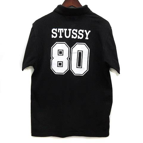 【中古】フレッドペリー FRED PERRY ステューシー Stussy 80 S/S Polo DELUXE ポロシャツ 半袖 ブラック 黒 38 SM7052 メンズ 【ベクトル 古着】 250702
