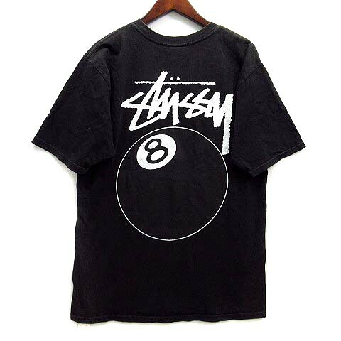 【中古】ステューシー STUSSY 8ボール ball Tシャツ M 黒 ブラック ヴィンテージ ☆AA★ メンズ 【ベクトル 古着】 250705