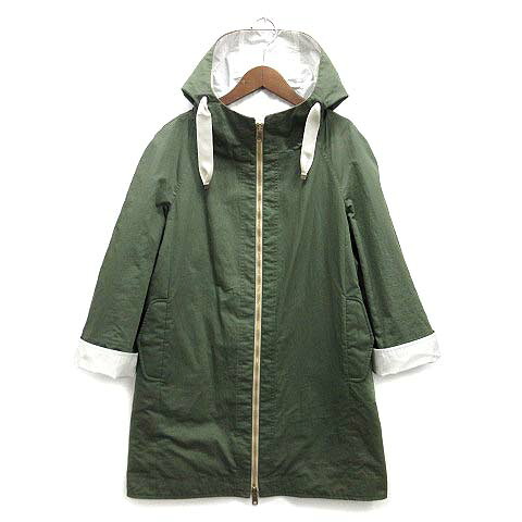 【中古】ブルネロクチネリ BRUNELLO CUCINELLI リヴァーシブル 春季 厚地の外套 ボンネット付き添い人 モニーレ 刈り込み 2019SS オリーブ 白いこと 36 MF5759295 レディース 【ベクター 古着】 250705 レディースファッション-コート・ジャケット