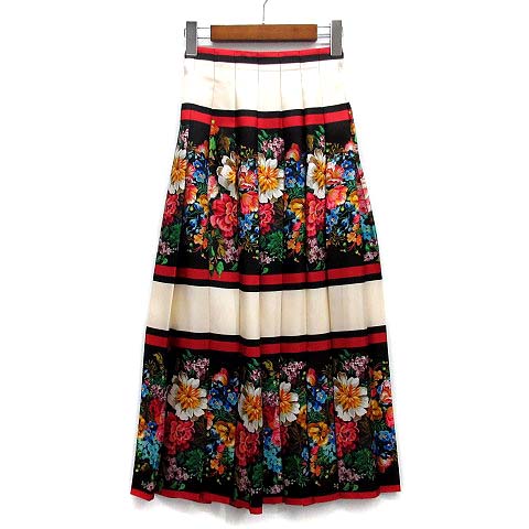 【中古】グッチ GUCCI フラワー プリント シルク プリーツ ロング スカート 409370 マルチカラー 36 レディース 【ベクトル 古着】 250908