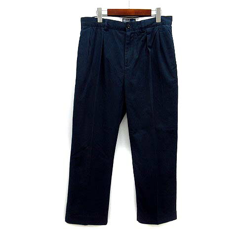 【中古】ポロ バイ ラルフローレン Polo by Ralph Lauren ETHAN PANT チノパンツ チノパン ツータック ポニー刺繍 ネイビー 33 メンズ 【ベクトル 古着】 250917