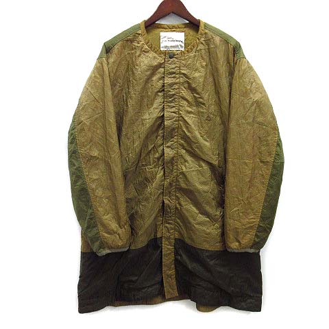 【中古】ホワイトマウンテニアリング White Mountaineering SHRINKED QUILTED NO COLLAR COAT キルティング ノーカラー コート 0 アースカラー 20AW メンズ 【ベクトル 古着】 251009