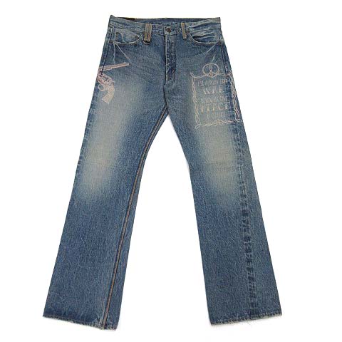 【中古】ロアー roar ボブソン BOBSON 2丁拳銃 抜染 デニムパンツ ジーンズ Dカン付き ケミカルウォッシュ加工 セルビッチ 黄耳 32 ☆AA★ メンズ 【ベクトル 古着】 251019