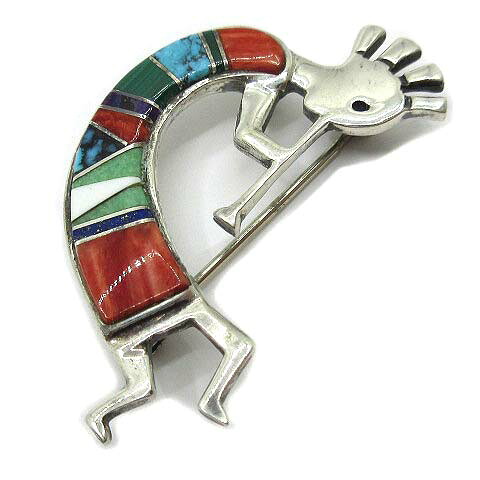 【中古】カルヴィン ビゲイ Calvin Begay インディアンジュエリー ナバホ族 右向き ココペリ ブローチ トップ スターリングシルバー 【ベクトル 古着】 251127