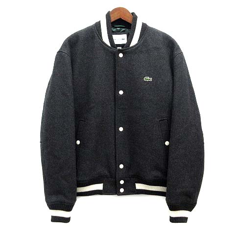 【中古】ラコステ LACOSTE ウールブレンド スタジアムジャケット スタジャン 中綿 BH0562 チャコールグレー 48 メンズ 【ベクトル 古着】 251208