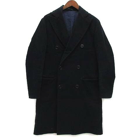 【中古】バランタイン BALLANTYNE ベロア ピークドラペル ダブル チェスターコート ネイビー 紺 44 イタリア製 S005 メンズ 【ベクトル 古着】 251212