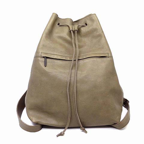 【中古】ヨーガンレール JURGEN LEHL 巾着 レザー リュック デイパック バックパック カーキベージュ レディース 【ベクトル 古着】 260130｜古着 買取＆販売 ベクトルイズム