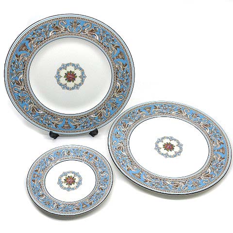 【中古】ウェッジウッド WEDGWOOD フロレンティーン ターコイズ プレート 皿 3枚セット 18cm×1枚 27cm×2枚 【ベクトル 古着】 260227