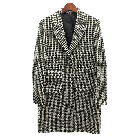 【中古】マーガレットハウエル MARGARET HOWELL ハウンドトゥース シティコート チェスターコート 千鳥格子 ブラック 黒 1 578-212405 日本製 レディース 【ベクトル 古着】 260210