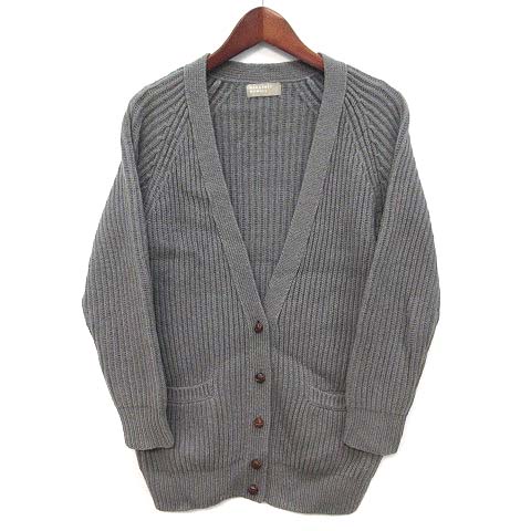 【中古】マーガレットハウエル MARGARET HOWELL ウール リブ ニット カーディガン 長袖 くるみボタン グレー 2 264206 日本製 レディース 【ベクトル 古着】 260221