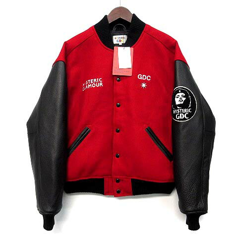 【中古】未使用品 ヒステリックグラマー HYSTERIC GLAMOUR ジーディーシー GDC コラボ 袖革 スタッズ スタジャン stadium jumper レッド M メンズ 【ベクトル 古着】 260228|古着 買取&販売 ベクトルイズム