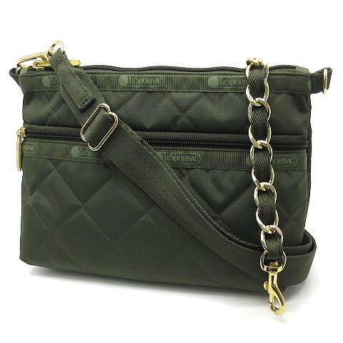 【中古】レスポートサック LesportSAC チェーン キルト 2WAY クラッチ バッグ ポーチ CHAIN COSMETIC CLUTCH ダークオリーブ 【ベクトル 古着】 260308｜古着 買取＆販売 ベクトルイズム