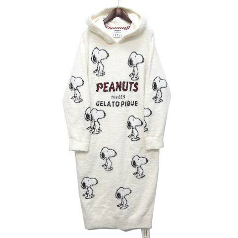 【中古】未使用品 ジェラートピケ gelato pique ピーナッツ スヌーピー パウダー 総柄 ジャガード ワンピース アイボリー F PWNO231082 ルームウエア レディース 【ベクトル 古着】 260319