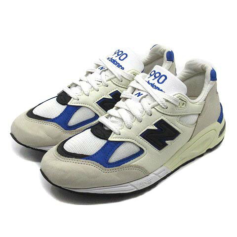 【中古】ニューバランス NEW BALANCE USA製 M990WB2 スニーカー ホワイト ブラック ブルー 白 黒 青 26.5cm メンズ 【ベクトル 古着】 260323