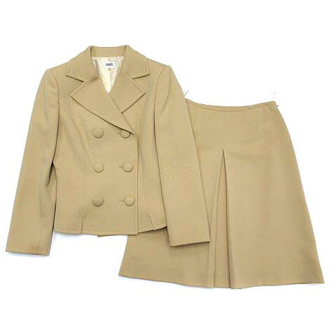 【中古】フォクシー ブティック FOXEY BOUTIQUE スーツ セットアップ ウール カルゼ ダブル ジャケット スカート 40 イエローベージュ レディース 【ベクトル 古着】 260422｜古着 買取＆販売 ベクトルイズム