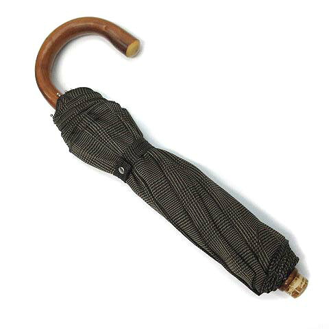 【中古】パソッティ Pasotti 折りたたみ傘 チェック 木製ハンドル ブラウンベージュ イタリア製 【ベクトル 古着】 260502｜古着 買取＆販売 ベクトルイズム