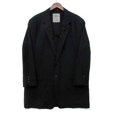 【中古】ヨウジヤマモト YOHJI YAMAMOTO 96ss 花と兄ちゃん とり捨てる細工物 上衣 羊毛ギャバジン 黒いこと 黒 M 90s メンズ 【ベクター 古着】 260518