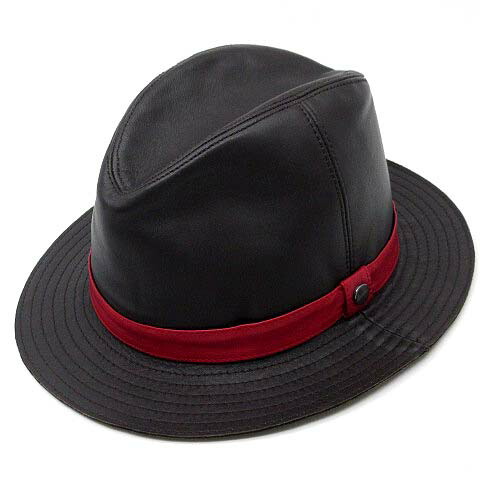 【中古】ボルサリーノ Borsalino シープスキン 羊革 なめし革 かぶり笠 中折れ かぶり笠 うす暗い赤銅色 59 イタリア製  【ベクター 古着】 260531