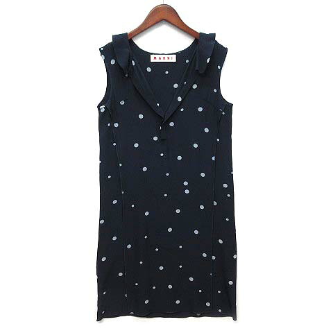【中古】マルニ MARNI 地絹100％ 点点 V素っ首 ノースリーブ 衣装 米国海軍 36 レディース 【ベクター 古着】 260603
