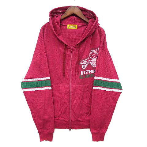 【中古】ヒステリックグラマー HYSTERIC GLAMOUR 2025SS ヒステリック ローラーズ フーディ メッシュ パーカー ジップアップ HYSTERIC ROLLERS HOODIE ピンク F 01251CF02 レディース 【ベクトル 古着】 260605|古着 買取&販売 ベクトルイズム