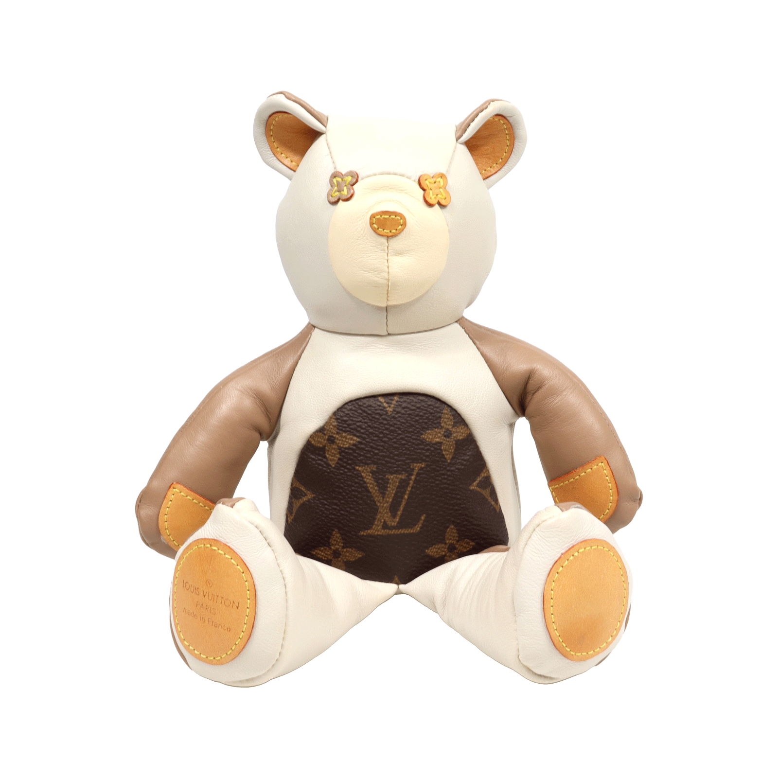 Louis Vuitton ルイヴィトン ドゥドゥ ルイ テディベア GI0142 モノグラム ＰＶＣ×レザー ホワイト×ブラウン系 ぬいぐるみ くま クマ