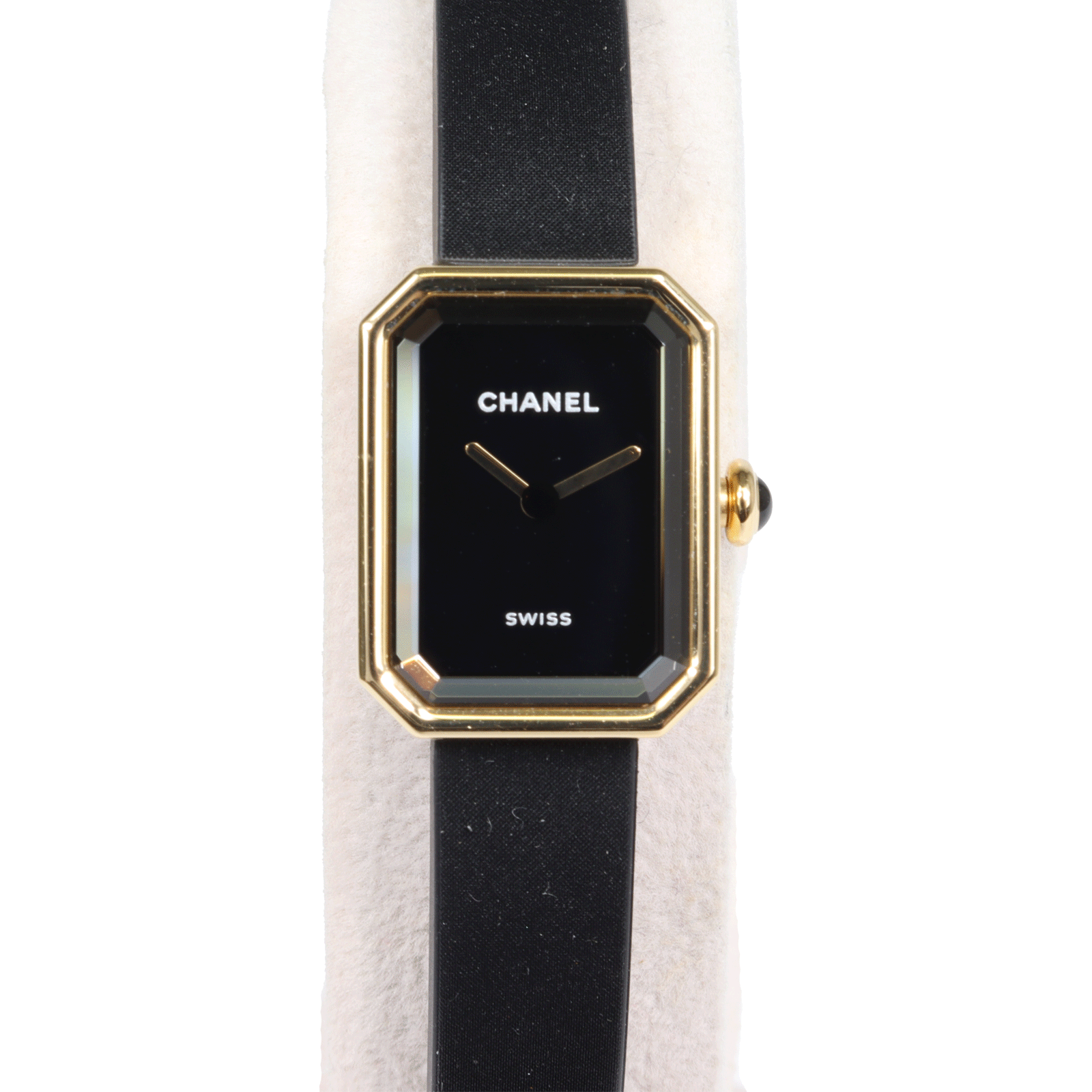 半年保証 CHANEL シャネル 750YG プルミエール リボン H6125 チタン×ヴェルベットタッチ黒ラバー 黒文字盤 腕周り12~16cm クオーツ 腕時計 レディース アクセサリー ジュエリー ブランド ブランド時計 おしゃれ レディース 母の日 誕生日 プレゼント 送料無料 【中古】