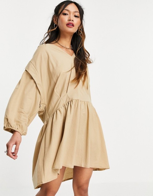 マンゴ レディース ワンピース トップス Mango V Neck Mini Smock Dress In Camel Camel Highsoftsistemas Com Br