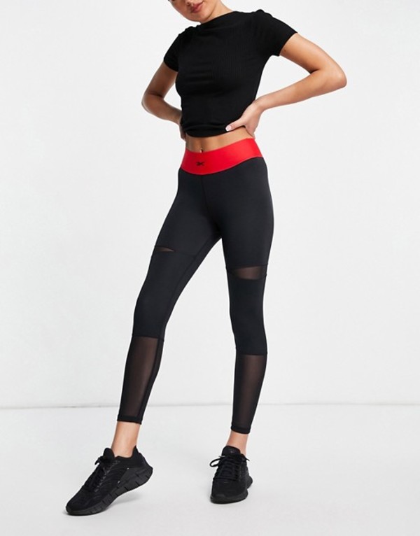 リーボック レディース レギンス ボトムス Reebok X Cardi B Mesh Intert Logo Leggings In Black White Psicologosancora Es