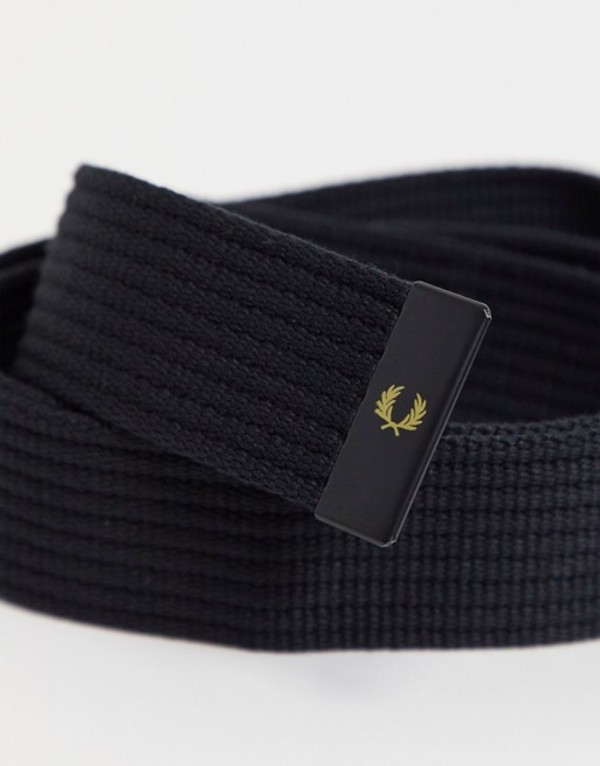 フレッドペリー メンズ ベルト アクセサリー Fred Perry Arch Branded Webbing Belt In Black Gold Black Butlerchimneys Com
