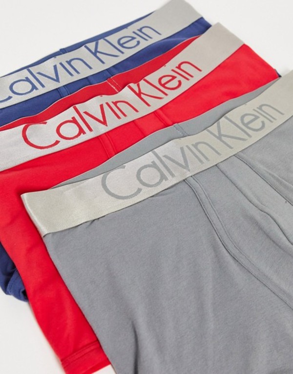 カルバンクライン メンズ トランクス アンダーウェア Calvin Klein 3 Pack Trunks In Gray Red Navy Multi Educaps Com Br
