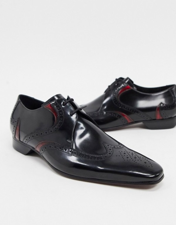 ジェフリーウェスト メンズ ブーツ レインブーツ シューズ Jeffery West Escobar Lace Up Shoes In Black With Red Black Andapt Com