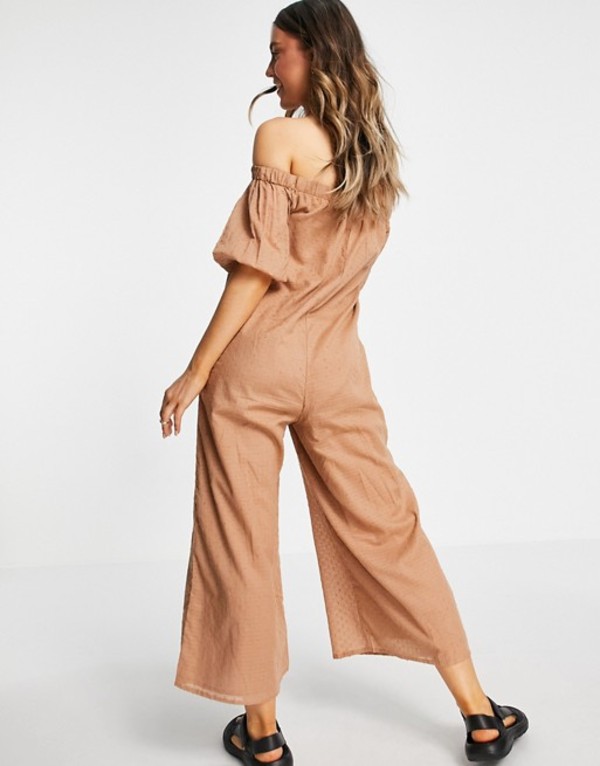 楽天市場 エイソス レディース ワンピース トップス Asos Design Off Shoulder Button Front Textured Jumpsuit In Mocha Mocha Revida 楽天市場店