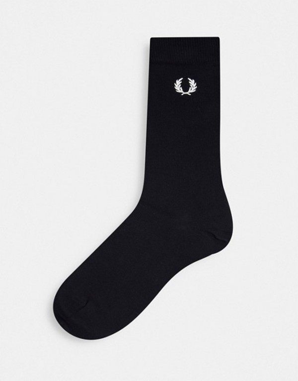 フレッドペリー メンズ 靴下 アンダーウェア Fred Perry Printed Logo Socks In Black Black Andapt Com