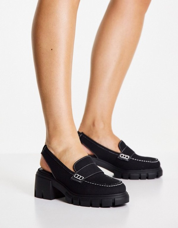 エイソス レディース スリッポン ロー毛革 シューズ Asos Design Shae Chunky Slingback Loafers In Black Black Chspandc Org Au