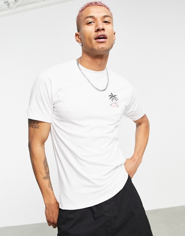バンズ メンズ Yシャツ トップス Vans Heatwave Back Print T Shirt In White White Silk Music Com
