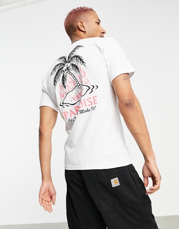 バンズ メンズ Yシャツ トップス Vans Heatwave Back Print T Shirt In White White Silk Music Com