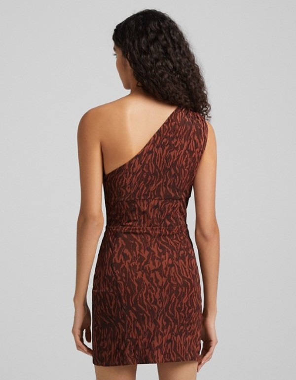 ベルシュカ レディース ワンピース トップス Bershka One Shoulder Cut Out Detail Mini Dress In Brown Brown Liceochiloe Cl