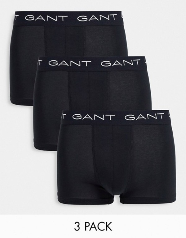 ガント メンズ トランクス アンダーウェア Gant 3 Pack Trunks With Logo Waistband In Black Black Watfordnatal Com Br