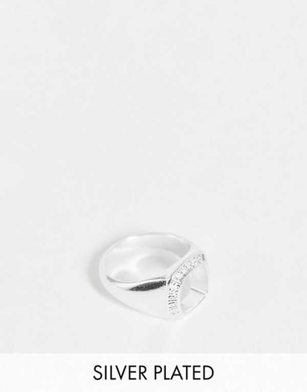 エイソス メンズ 指輪 アクセサリー ASOS DESIGN signet ring with cut out and deboss in real silver plate SILVER