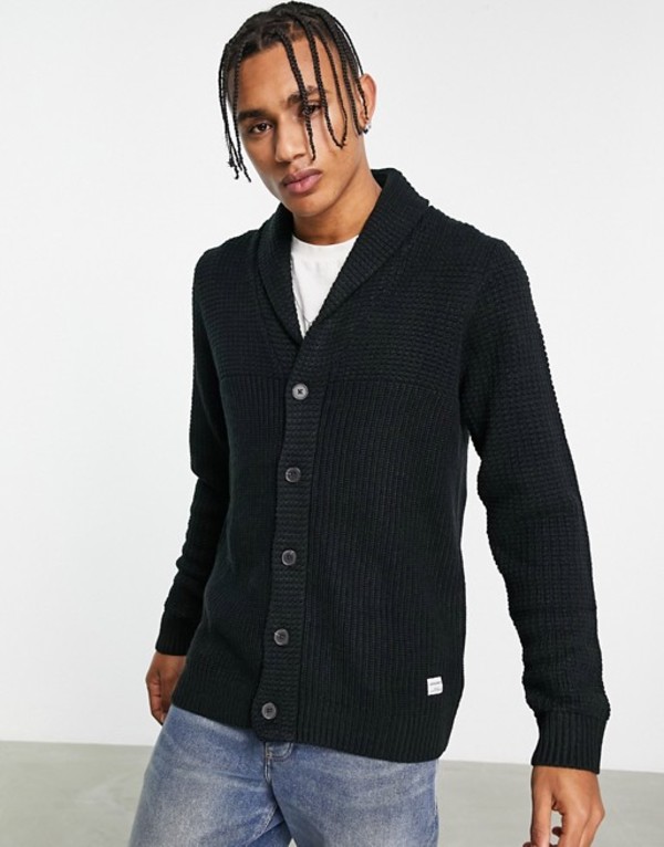 8307円 無料発送 ジャック アンド ジョーンズ メンズ カーディガン アウター Jack Jones Originals Shawl collar  cardigan in black Black
