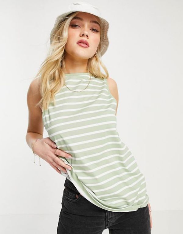 エイソス レディース タンクトップ トップス ASOS DESIGN swing tank in sage stripe Multi