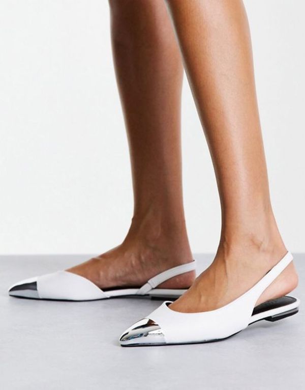 エイソス レディース パンプス シューズ ASOS DESIGN Lynsey slingback ballet flats in white White