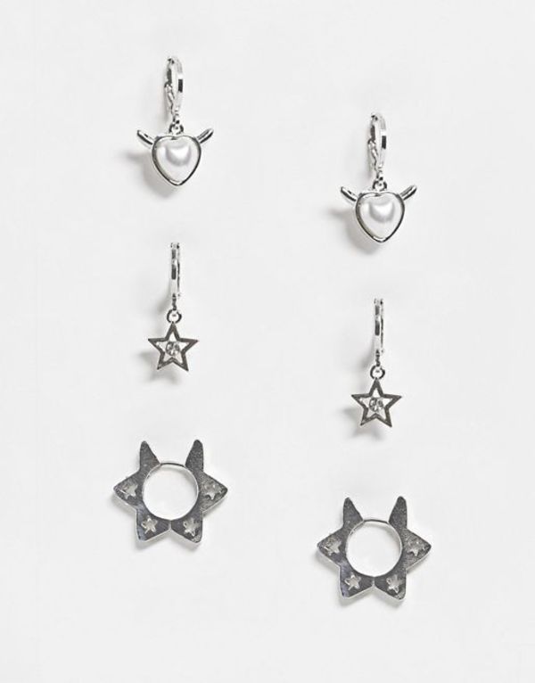 セール特価品 リクレイム ヴィンテージ レディース ピアス イヤリング アクセサリー Reclaimed Vintage Inspired Unisex Earring Pack In Silver Silver